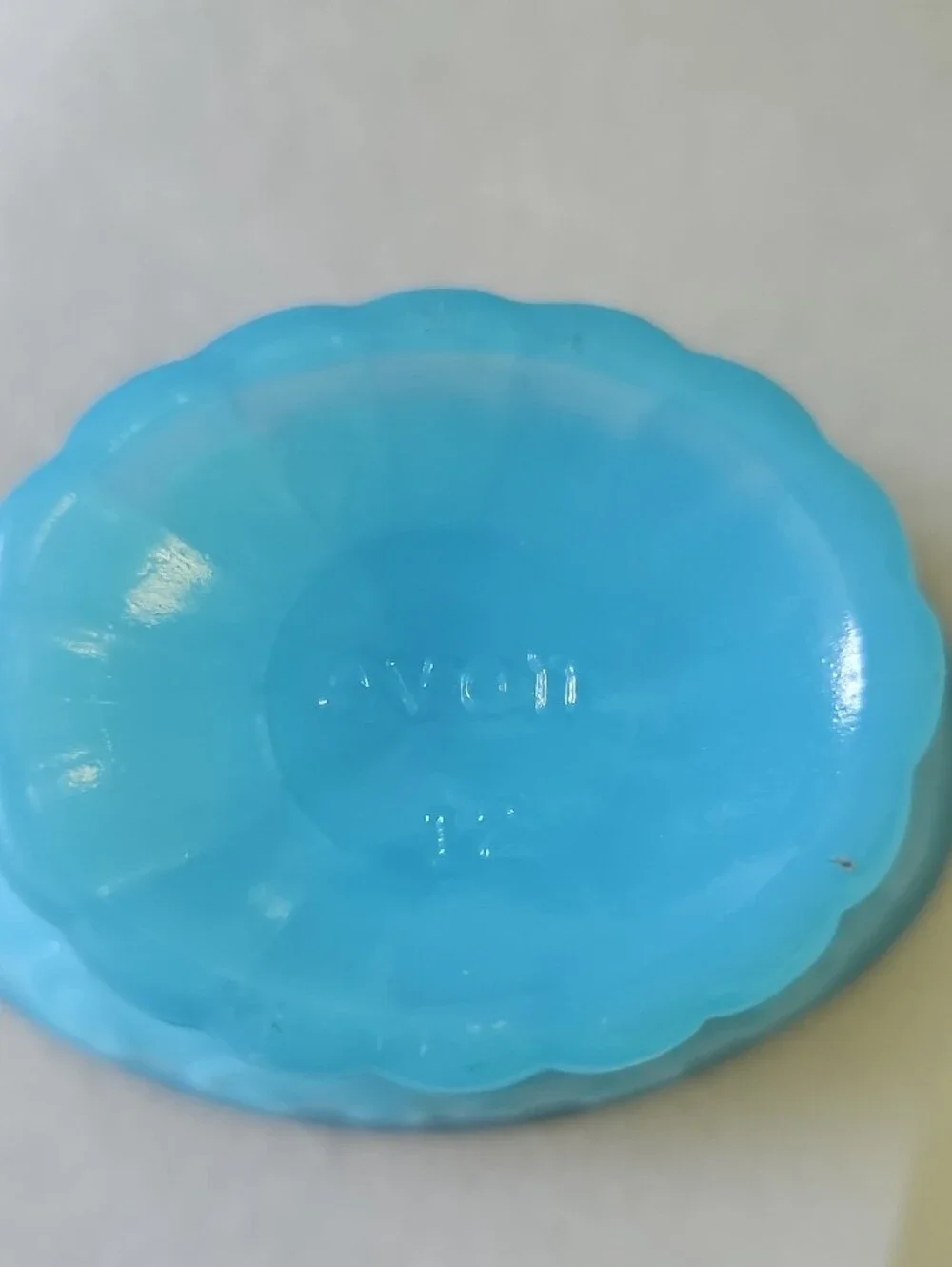 Avon Blue Glass Pedestal Dish with Gold Trim 1970s Soap Home Decor Trinket
